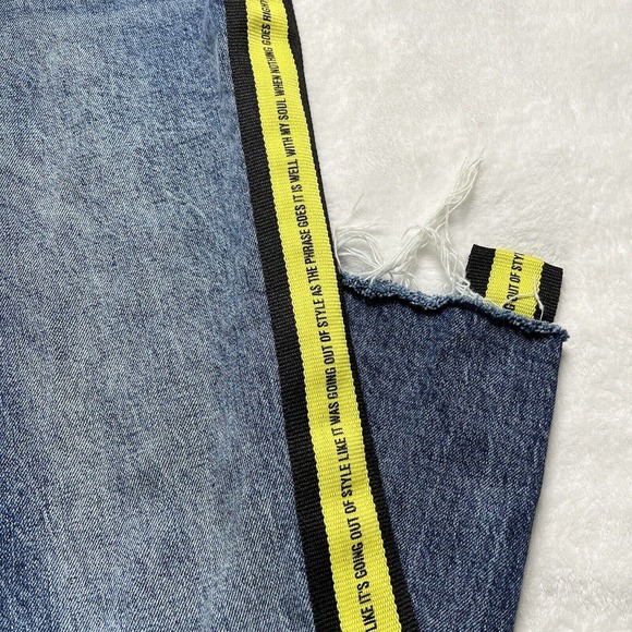 Zara Blue Skinny Jeans with Yellow Stripes - Picture 8 of 12